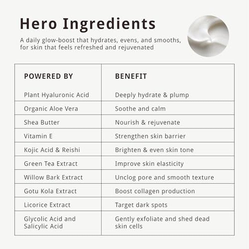 Hyaluronic Brightening Moisturizer ? Kojic Acid Cream for Face, Neck & Eyes, Day & Night ? Lightweight, Acne-Safe, Anti-Aging, Hydrating & Plumping - Airless Pump, Fresh Feel, 1.7 fl oz