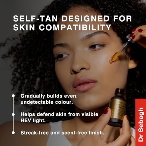 Dr Sebagh Self-Tanning Drops (0.68 fl oz) - Customizable Self Tanner Drops for Face - Streak-Free, Scent-Free Face Tan Drops - Natural Golden Glow Sunless Tanning Drops for Radiant Skin