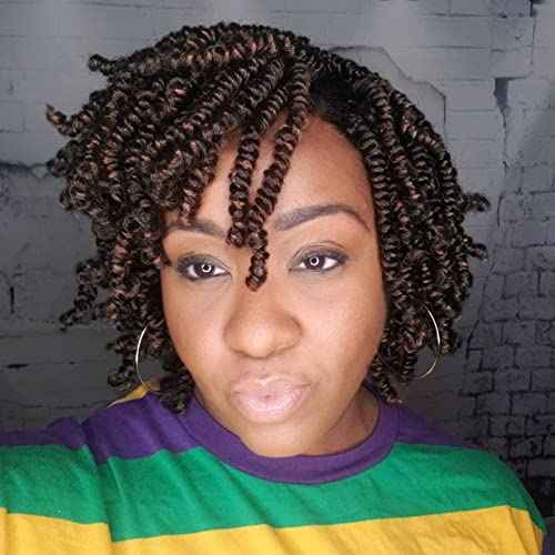 Dorsanee Short Bob Spring Twist Crochet Hair 6 Inch 6 Packs Pre-twisted Cute Spring Twists Curly Crochet Braids Pre Looped Mini Passion Twists Fluffy Twist Synthetic Hair Extensions (6 Inch,T30#)