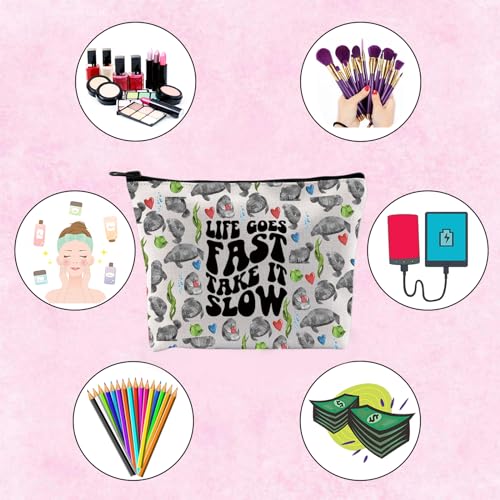 TSOTMO Manatee Bag Life Goes Fast Take It Slow Manatees Zipper Pouch Bag Gift for Sea Creature Lovers (Life Goes bag)