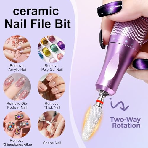 Fantexy 3/32" Ceramic Nail Drill Bit - Remove Acrylic Hard Gels Quickly and Safely,White Ceramic Cone File Bit for Nail Art,Manicure,Pedicure,Gel,Cuticle Clean(Fine - F)
