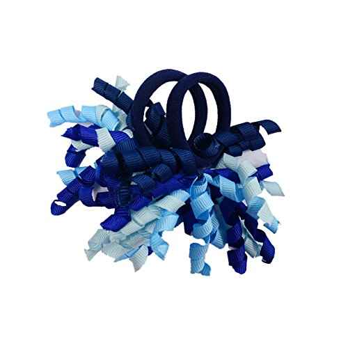 Pack of 18 Mix Color Boutique Girls' Curly Korker Bow Hair Ties