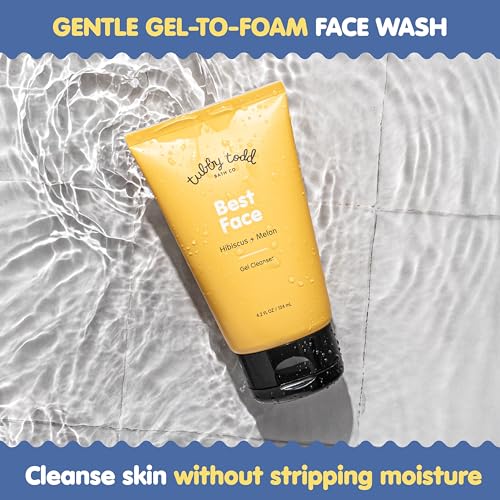 TUBBY TODD Best Kids Face Wash 2pk ? Gel-to-Foam Facial Cleanser ? Clarifies & Brightens ? With Willow Bark & Hibiscus Enzyme ? Natural Ingredients ? Oil-Free Skincare For Kids ? 4 fl oz