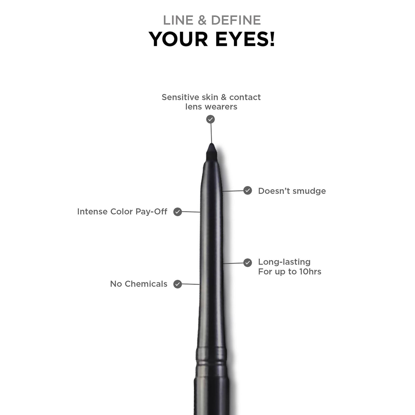 Colorbar Mesmer Eyeliner - Waterproof Black Eyeliner Pencil - Vibrant Make Up with Even Color Pay-Off - Soft and Creamy Texture - 0.01 oz
