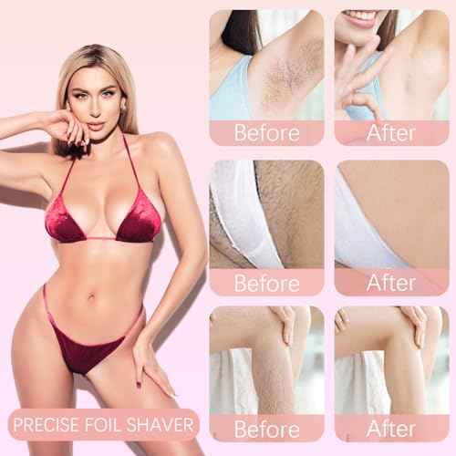 Bikini Trimmer for Women, 2 in 1 Dual-Head Electric Razors for Women Pubic Hair, Waterproof Wet/Dry Use Body Hair Trimmer Face Shaver, Rechargeable Hair Removal for Bikini Legs Face Underarm Arm