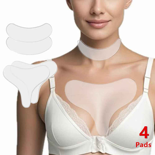 Neck wrinkle patches - chest & Neck wrinkle Treatment - silicone patches for wrinkle 4 pcs - Reusable Grade Anti-Ageing chest wrinkle Pad