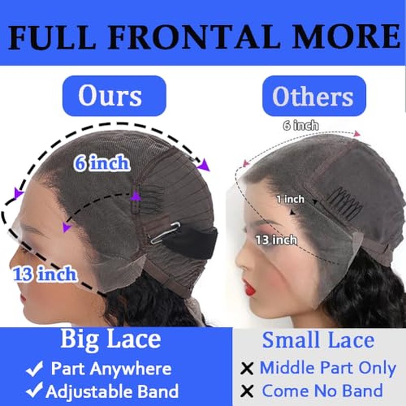 Deep Wave Lace Front Wigs - Human Hair, 200 Density, 13x6 Deep Curly, Glueless Frontal Wigs, Pre Plucked With Baby Hair, HD Lace Front, 20 Inch