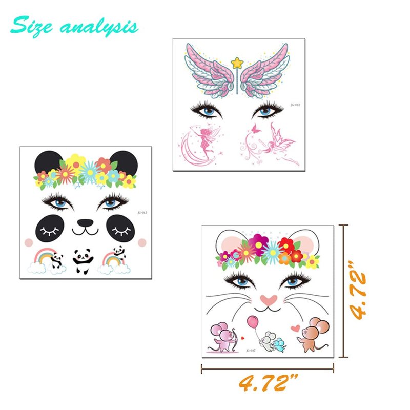 Animal Face Tattoos Stickers Fake Temporary Tattoo 12 Sheets Water Transfer Birthday Party Supplies Festival Favors Makeup Skin Decor