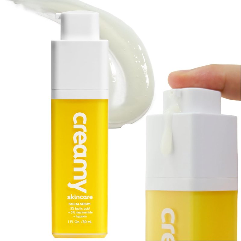 Creamy Skincare Hydrating 5% Serum, Moisturizing Face-Exfoliator with 5%, 5% Niacinamide, and Hypskin, Face Serum for Dry and Dull Skin, Gentle on All Skin Types, 1 fl oz/ 30mL