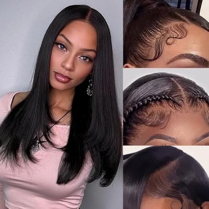 13x6 Straight Lace Front Wigs Human Hair for Women HD Transparent Lace Wigs Human Hair 200% Density Glueless Wigs Human Hair Pre Plucked Natural Hairline 20Inch