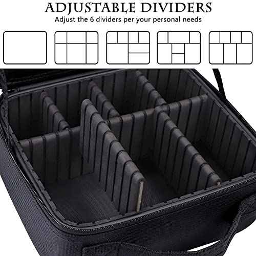 JOURMON Travel Makeup Bag, Large Capacity Cosmetic Train Case for Women Portable Pouch Open Flat Artist Brushes Toiletry Jewelry Digital Organizer Storage Bag with Adjustable Dividers (Black,S)