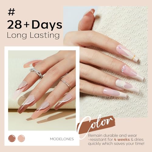 modelones Nude Gel Nail Polish Set -6 Colors Neutral Milky White Pink Brown Gel Polish Kit Skin Tones Soak Off Nail Kit Manicure DIY at Home Nail Art Salon Gift