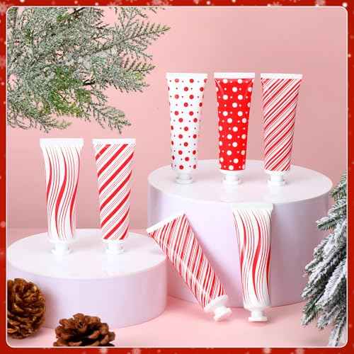 50 Pcs Christmas Hand Cream Bulk Mini Hand Lotion Candy Cane Scented Peppermint Lotion Christmas Stocking Stuffers Bulk Holiday Gifts Employee Staff Teacher Appreciation Gifts for Coworkers