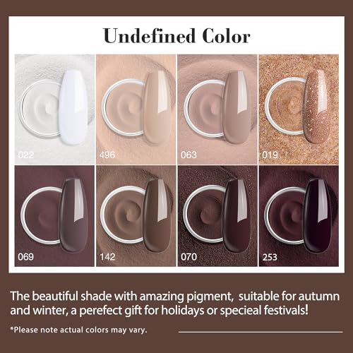 AZUREBEAUTY 30Pcs Dip Powder Nail Kit Starter, 8 Colors Fall Nude Brown Glitter Purple Nude with Nail Sticks, Nail Art Liquid Set with Matte/Base/Top Coat Activator for French Manicure Salon