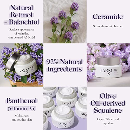 Farm Rx Bakuchiol Cream - Anti Aging Face Moisturizing Vegan Cream (Natural Alternative to Retinol) to Tighten Skin and Bring Radiance to Face,(90 ml/3.04 fl oz) Clean Beauty