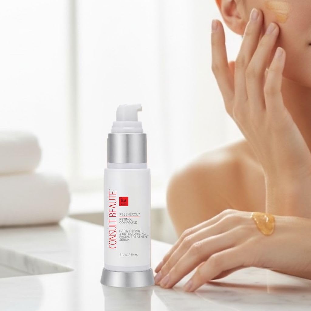 Consult Beaute Regenerol Renewing Retinol Compound Serum with Hydrating Hyaluronic Acid for Face - Rapid Repair, Retexturizing Skin Care Treatment for Lines, Wrinkles 1 Fl. Oz.