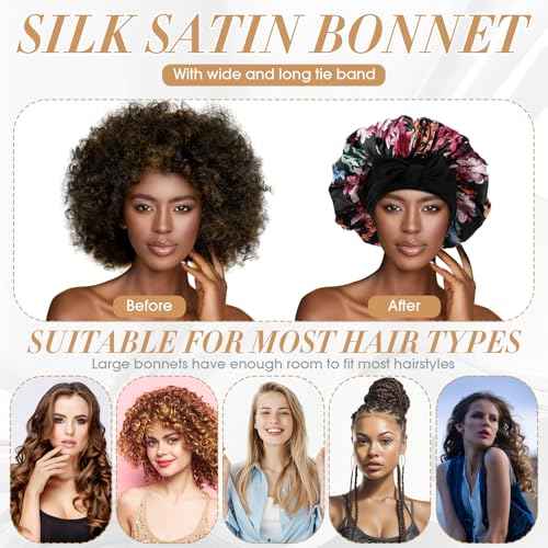 Geyoga 12 Pcs Sleep Bonnet Bulk Satin Bonnets for Sleeping Silk Hair Bonnet for Sleeping Women Large Silk Bonnets for Black Women with Elastic Band for Hair Care