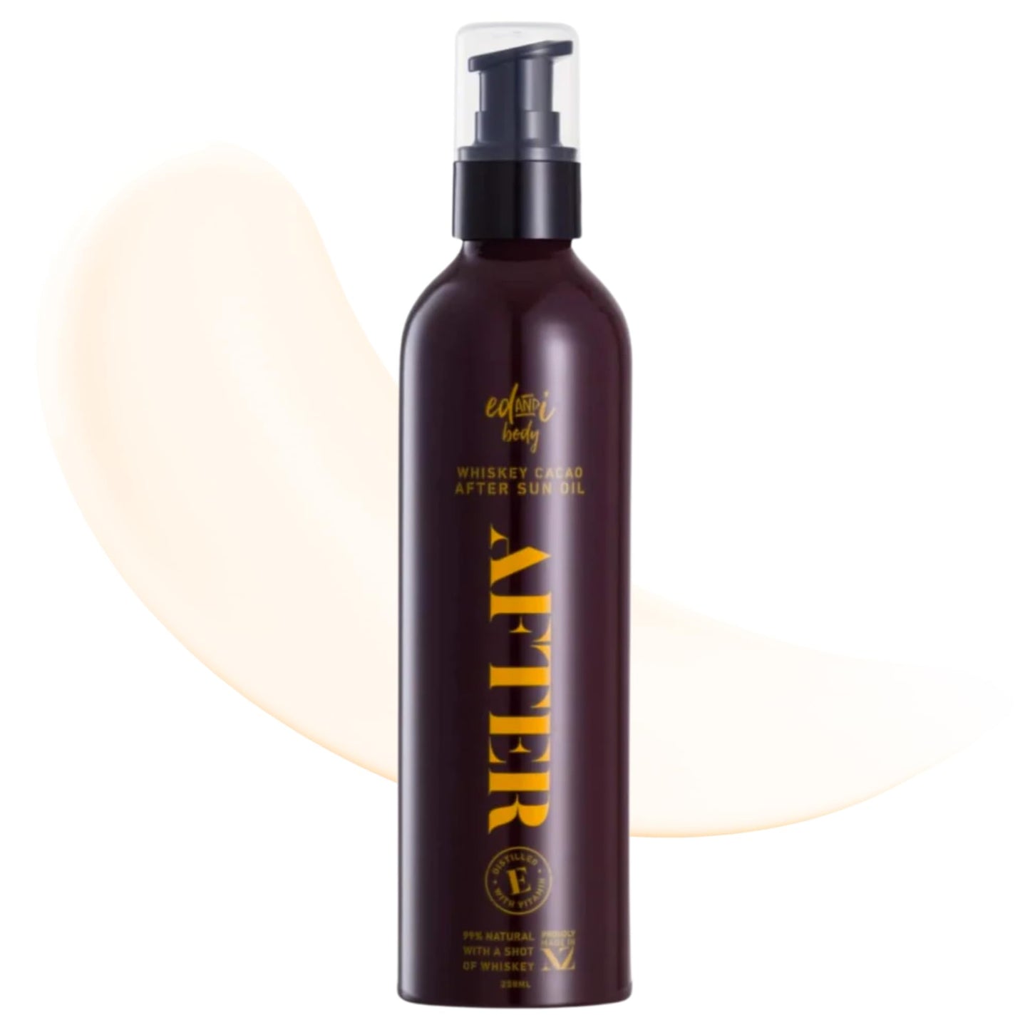 ed&i AFTER Whiskey Cacao Body Oil with Vitamin E, Hydrating and Nourishing for Dry Skin, Moisturizing After Shower Body Oil for Women, Non-Greasy Glow, 5.07 oz