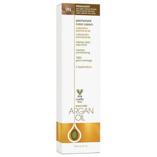 One N' Only Permanent Hair Color - Permanent Hair Dye Made with Argan Oil - Delivers Rich, Accurate Tones with Gray Coverage - Improves Moisture & Elasticity - 9N Very Light Natural Blonde (3 oz)