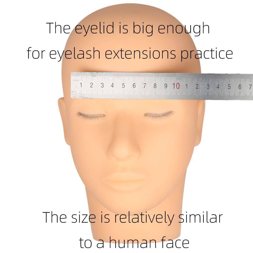 Practice Lash Mannequin Head Flat Head Doll Head Manakin Eyelids for Lash Practice Eyelash Mannequin Doll Face Head Practice Facial Mannequin