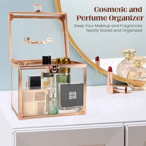 Crown Box, Clear Makeup Case,Cosmetic Organizer, Large Capacity Transparent Acrylic Artists Display Case for Vanity,Bathroom Counter or Dresser