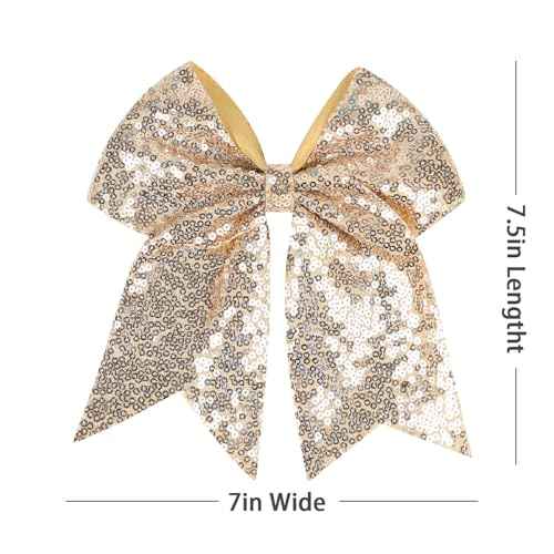 12-Color Jumbo Glitter Cheer Bow Clip ? 7¡± Sequin Hair Bow for Girls, Perfect for Softball, Uniforms, Christmas, Halloween, and Special Occasions