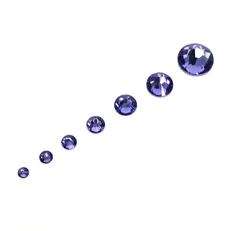 Tanzanite (539) Purple Violet 144 pcs Swarovski 2058/2088 Crystal Flatbacks Purple Rhinestones Nail Art Mixed with Sizes ss5, ss7, ss9, ss12, ss16, ss20, ss30