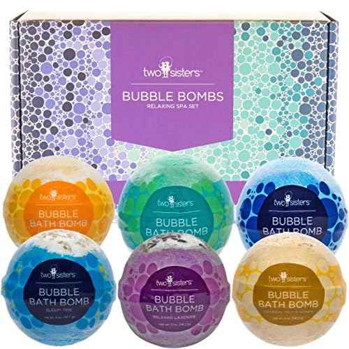 Two Sisters Relaxing Bath Bombs for Women, Girls, Teens & Kids (6 Pack) - Natural Bubble Bomb, Moisturizes Dry Skin, Releases Color, Aromatic Scents, USA Made - Ideal Mothers Day Gift by Two Sisters