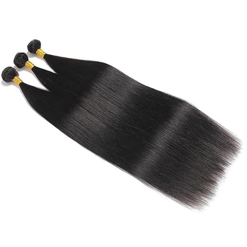30 32 34 Inch Straight Bundle Color #1B Human Hair Bundles 8A Grade Peruvian Unprocessed Virgin Hair Natural Black Straight Bundles
