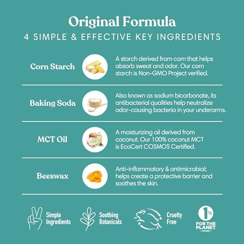 HUMBLE BRANDS Original Formula Aluminum-free Deodorant. Long Lasting Odor Control with Baking Soda and Essential Oils, Moroccan Rose, Pack of 1