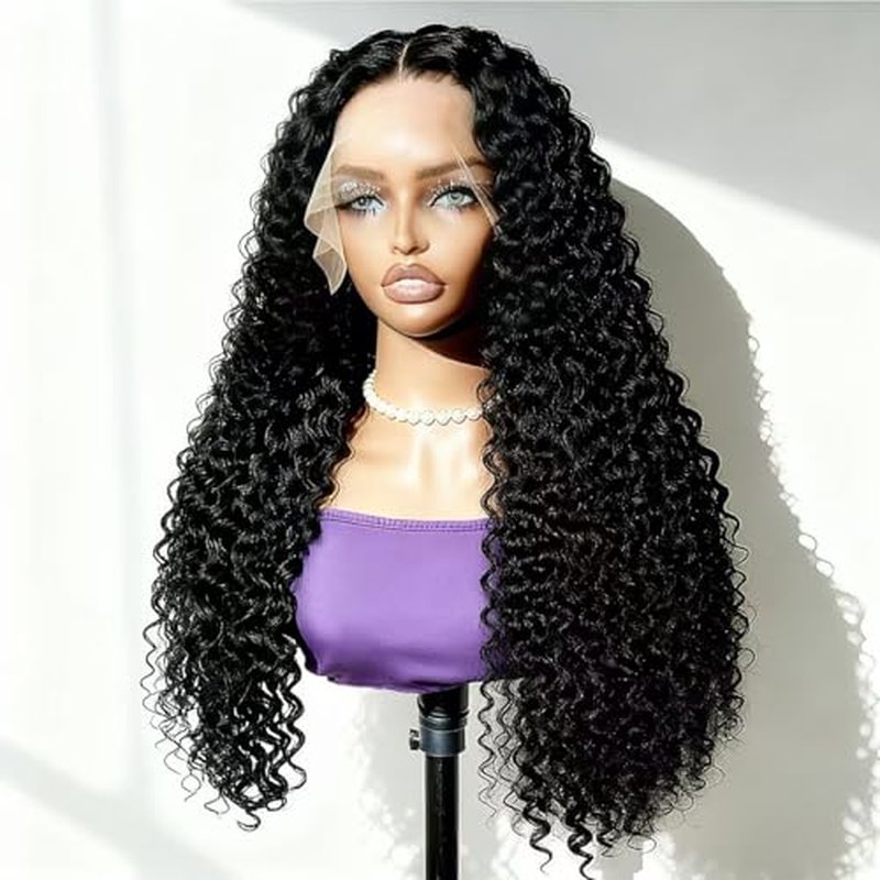 13x6 Lace Front Wigs Human Hair HD Lace Front Wigs 20 inch Curly Wave Glueless Wigs Human Hair Pre Plucked Pre Cut 280 Density 15A Curly Wave Natural Color Wigs for Black Women Triple Lifespan