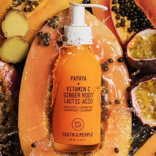 Youth To The People Superfruit Facial Cleanser Travel - Papaya + Vitamin C Exfoliating Face Wash, Cellular Skin Renewal with AHA + BHA, Evens Skin Tone & Texture for Soft + Radiant Skin - 2 fl oz