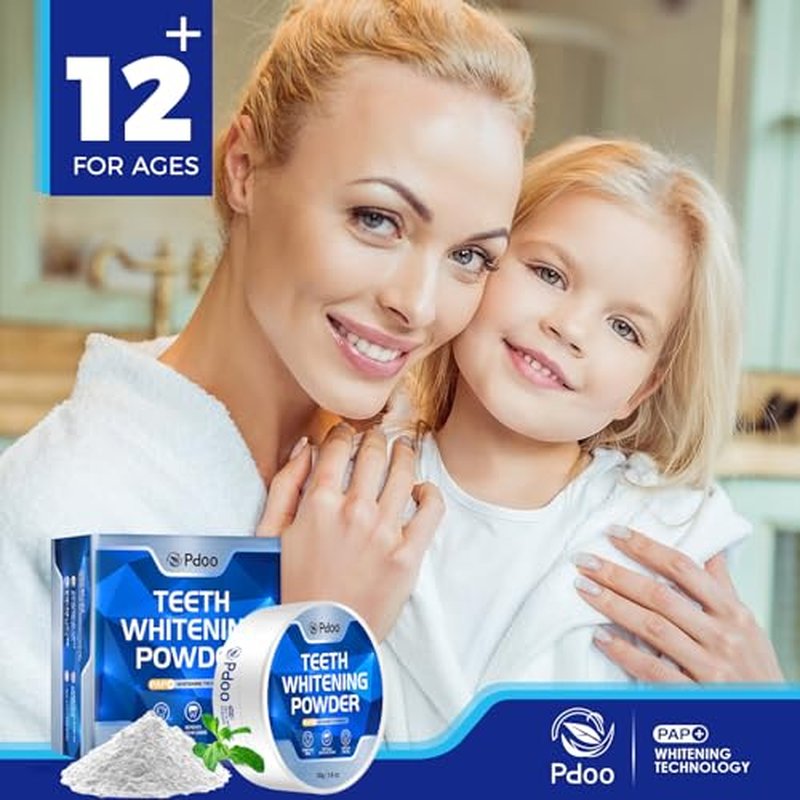 Teeth Whitening Powder 50g with Pap - Sensitivity Free Enamel Safe Whitening Powder, Removes Years of Coffee Tea Wine Tobacco Stains, Toothpaste Whitening Powder for Brighter Smile
