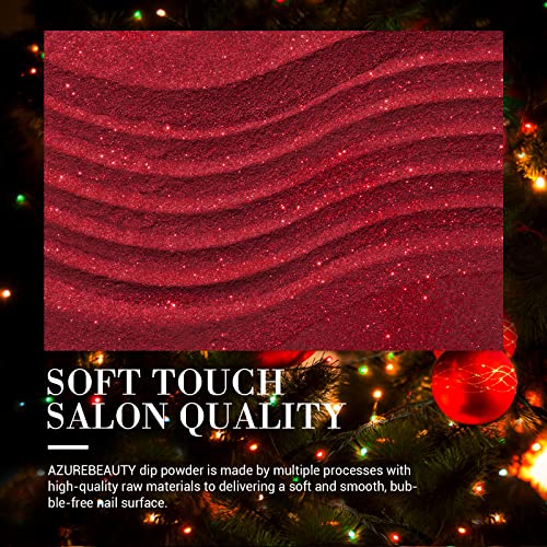 AZUREBEAUTY Dip Powder Nail Set, 6 Colors Glitter Red Green Silver Gold Nail Dipping Powder Starter Kit French Nail Art Sparkle Stunning Manicure Salon DIY No Need Nail Lamp Cured