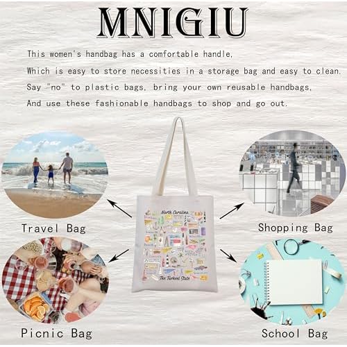MINIGIU North Carolina Tote Bag - Perfect for Trips and Moving Gift