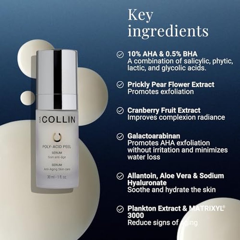 G.M. COLLIN Poly-Acid Peel Serum | Anti-Aging Advanced Retexturizing Serum with AHA & BHA | Refine Texture, Visibly Reduce Wrinkles & Revitalize Skin