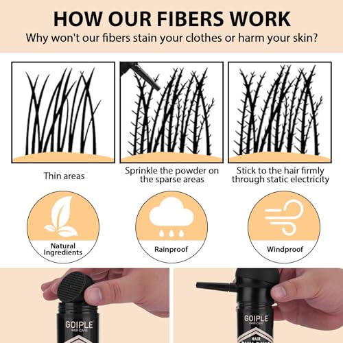 Hair Thickening Fibers & Pump Applicator Set Professional 3-in-1 Hair & Beard Styling Set - Hair Fibers Barber Enhancement Spray for Mens Hair or Beard - Hairline Enhancer & Volumizing Spray (Black)