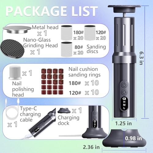 Electric Foot Callus Remover with Nano-Glass Head&Rechargeable Base,6 Speeds Cordless Electric Foot File with Digital Display,Callus Remover for Feet Dead Skin Home Spa Salon with 60Pcs Sandpaper Disk