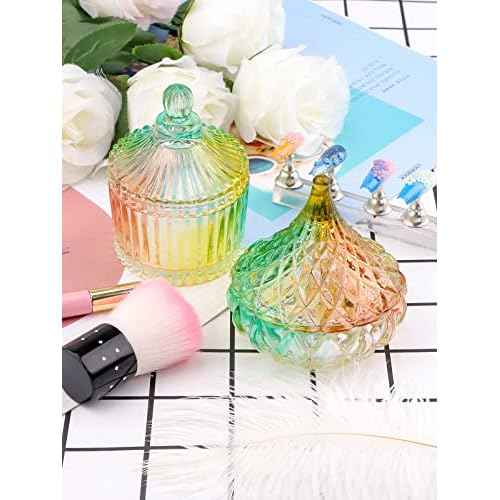 TOROKOM 2Pcs Dappen Dish for Acrylic Nails Monomer Dish with Lids Colorful Nail Cup Jars for Liquid Powder Dishes Glass Damping Dapping Dish Containers
