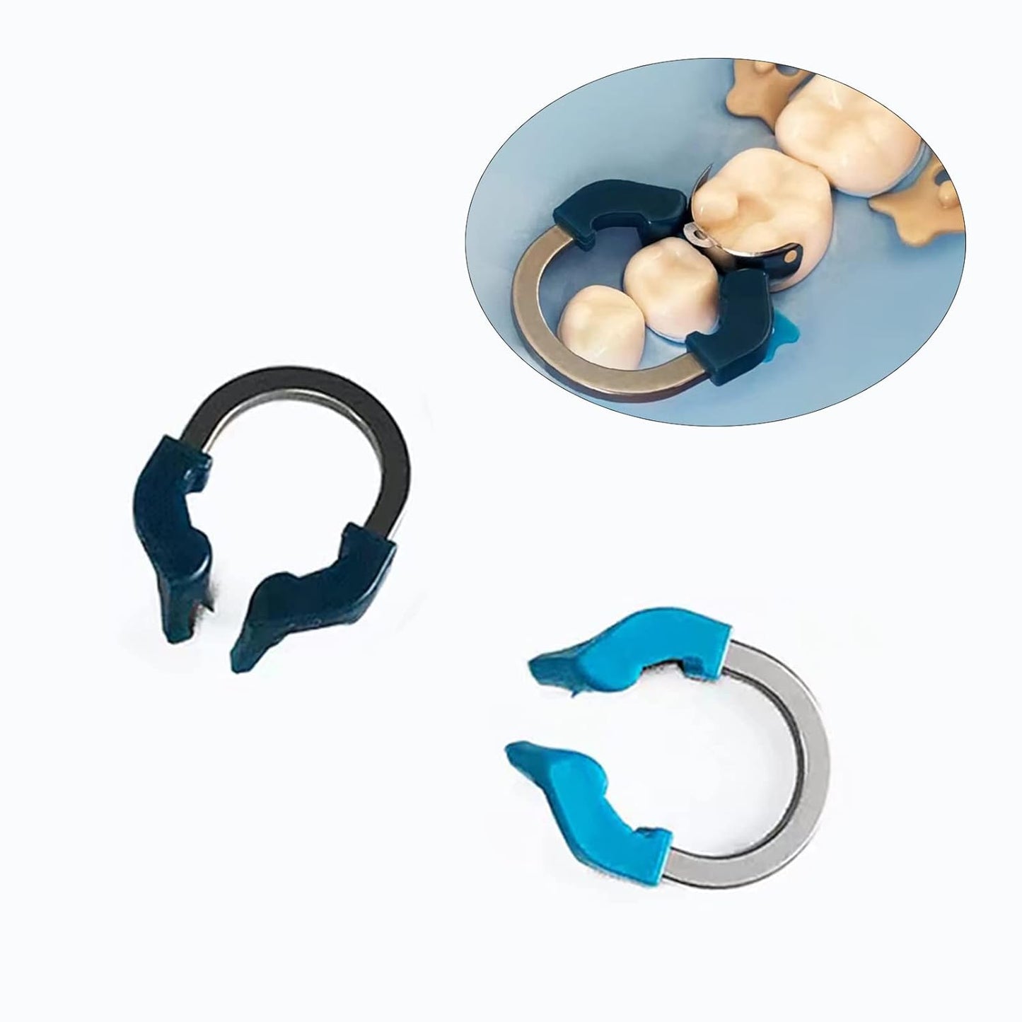 Orthodontic Matrix Ring Clamp - Autoclavable Nickel Titanium | Contoured System for Pre & Post Molars (R6 Blue)