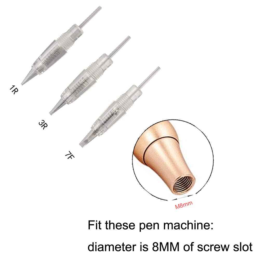 Disposable Pigment Cartridges Tattoo Needle Shading Tip Caps 1R/3R/7F for Permanent Makeup Machine Eyebrow Tattoo Pen Set(Mixed Sizes,30PCS)