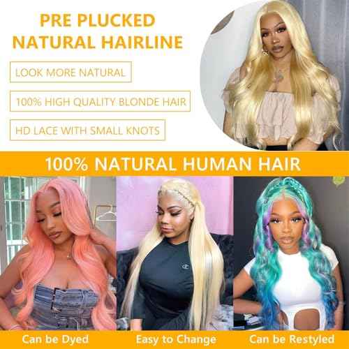 QTHAIR 16A #613 Straight HD Lace Closure(18") Russian Blonde #613 Straight 4X4 Human Hair Lace Closure 100% Platinum 613 Honey Blonde Human Hair for Black Women