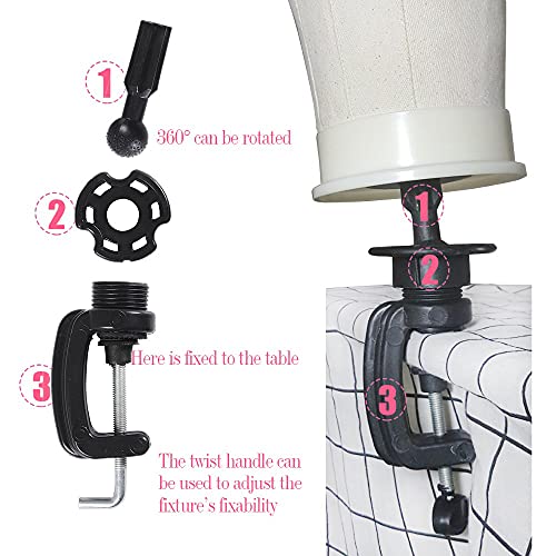 Leeven 21"-24" Poly Canvas Block Head Professional Mannequin Canvas Head for Making, Drying,Styling Wigs with Table Clamp Stand 22 Inch