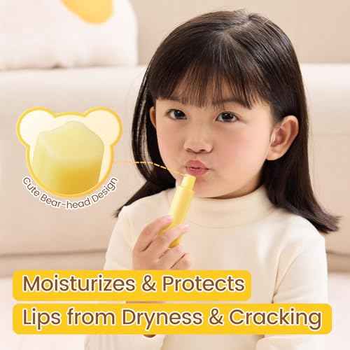 RUNBEN 3 Pack Kids Lip Balm Set Moisturize Baby Lip Balm Toddler Chapped Lips, 24H Deep Moisturizing, Non-toxic & Safe Lips Care