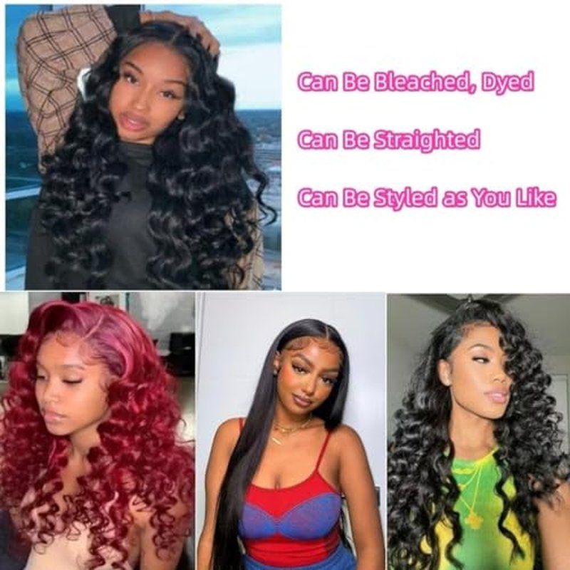 Loose Wave Hair Bundles Thick Brazilian Virgin Human Hair Loose Wave Bundles for Women Natural Black Color Can Be Dyed and Styled Total 300g 16 18 20 Inch