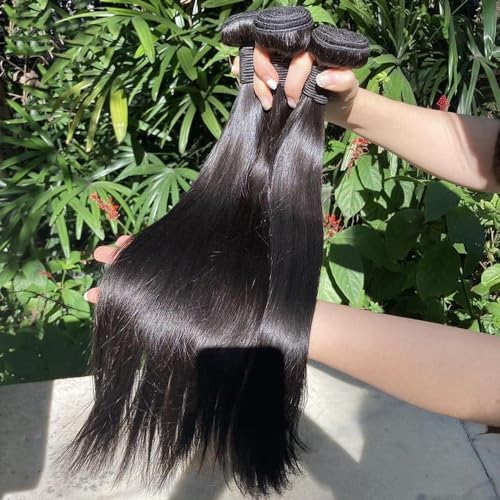 CHEEON 10A Straight Hair Bundles Brazilian Virgin Human Hair Bundles 16 18 20 Inch Unprocessed Straight Weave Bundles Natural Color