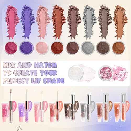 Lip Gloss Making Kit, 58PCS DIY Lip Gloss Kit, Lipgloss Making Kit for Women, Beginner, Girls, Moisturizing Lipgloss Base Moist, Double-Ended Tubes, Jojoba Oil, Tween Girls Gift Trendy Stuff