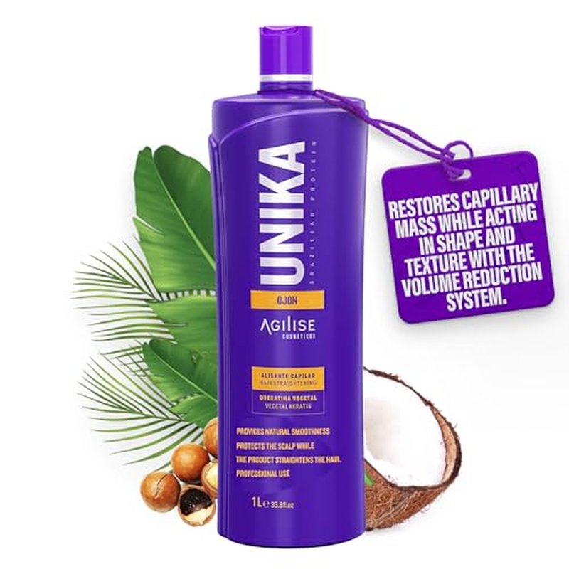 AGILISE UNIKA Hair Straightening Cream, Brazilian Blowout Products, Formaldehyde-Free Hair Straightener Cream, Smoothing for Straight Hair, Straightening Hair Products, Ojon Oil - 33.8 fl oz / 1L