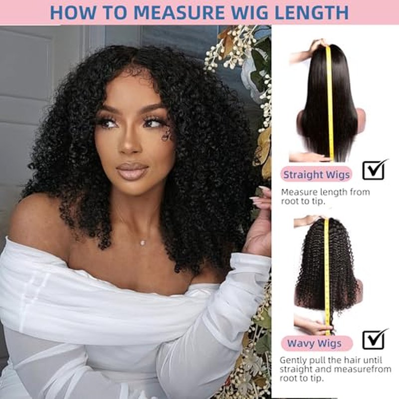 Afro Kinkycurly Wig Human Hair 13x6 Lace Front Wig Kinky Curly100% Real Human Hair Wigs 200 Density 20 Inch True to Length and Density 13x6 Lace Wigs for Women Preplucked Hairline Natural Black Color