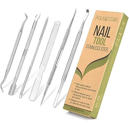 6-Pack Ingrown Toenail File and Lifters, Professional Surgical Stainless Steel Ingrown Toenail Removal Tool Kit, Manicure Treatment Pedicure Tools for Feet Under Nail Cleaner Correction Polish Pain